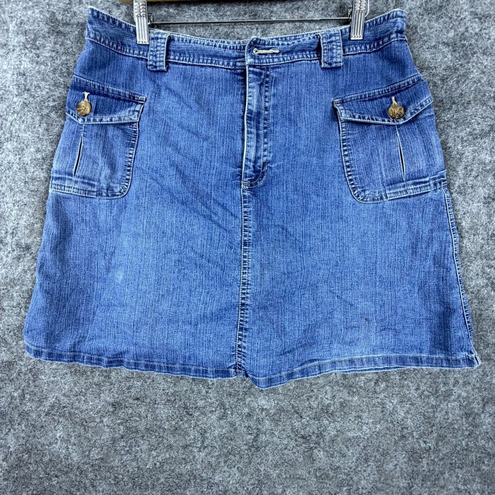 Vintage White Stag Jean Skorts Womens 12 Blue Denim Cotton Stretch 90s Skirt